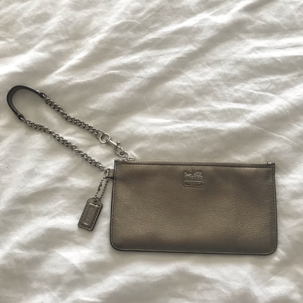 Coach wristlet- small silver